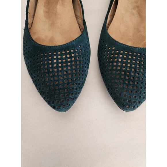 Vionic Teal Posey Perforated Laser Cut Flats Sz 7 Classic Careerwear Office - Picture 2 of 7